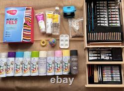 Painter Set with acrylic paints/ brushes box / Wooden Art Box / Spray Paints