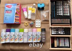 Painter Set with acrylic paints/ brushes box / Wooden Art Box / Spray Paints