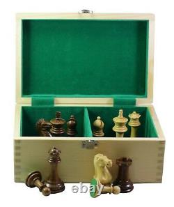Paul Morphy Staunton 3.5 Chess Set in Golden Rose & Box Wood with Storage Box
