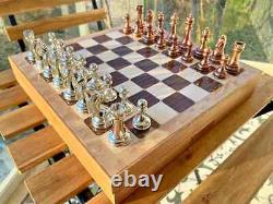 Personalized Bronze Chess Set Chrome Plated Boxed Custom Unique Christmas Gift