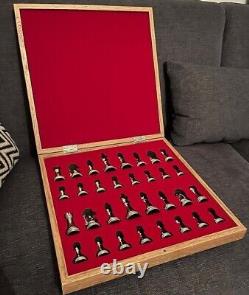 Personalized Bronze Chess Set Chrome Plated Boxed Custom Unique Christmas Gift