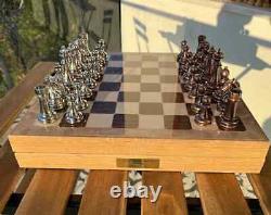 Personalized Bronze Chess Set Chrome Plated Boxed Custom Unique Christmas Gift