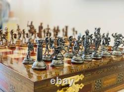 Personalized Chess Set Antique Chessmen Handmade Storage Board Christmas Gift