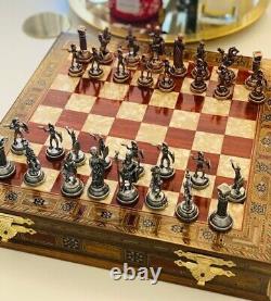 Personalized Chess Set Antique Chessmen Handmade Storage Board Christmas Gift