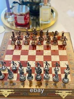 Personalized Chess Set Antique Chessmen Handmade Storage Board Christmas Gift