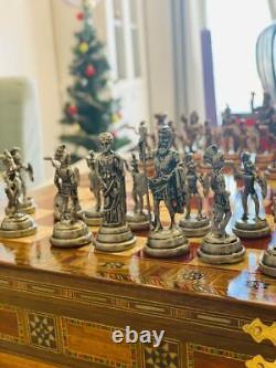 Personalized Chess Set Antique Chessmen Handmade Storage Board Christmas Gift