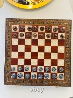 Personalized Chess Set Antique Chessmen Handmade Storage Board Christmas Gift