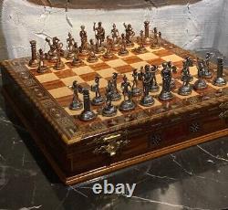 Personalized Chess Set Antique Medieval Chessmen Storage Board Christmas Gift