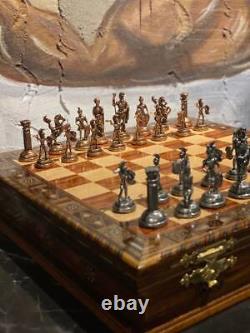 Personalized Chess Set Antique Medieval Chessmen Storage Board Christmas Gift