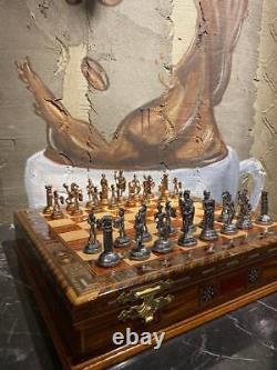 Personalized Chess Set Antique Medieval Chessmen Storage Board Christmas Gift