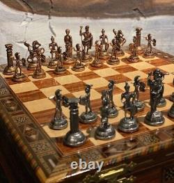 Personalized Chess Set Antique Medieval Chessmen Storage Board Christmas Gift