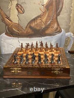 Personalized Chess Set Antique Medieval Chessmen Storage Board Christmas Gift