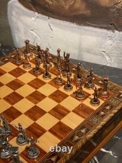 Personalized Chess Set Antique Medieval Chessmen Storage Board Christmas Gift