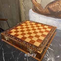 Personalized Chess Set Antique Medieval Chessmen Storage Board Christmas Gift