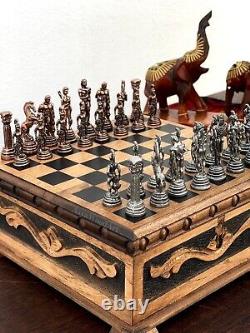 Personalized Chess Set, Unique Chess Board with Metal Chess Pieces, Box Chess
