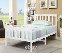 Pine Wood Bed Frame Solid Wooden Bed Set Shaker Drawers White 4FT 5FT 3FT