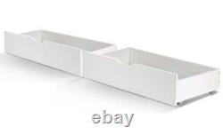 Pine Wood Bed Frame Storage Drawers Shaker Wooden Style White & Grey Colors UK