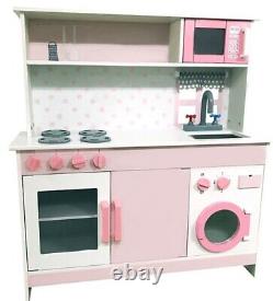 Pink Wooden Kitchen Set Children Wooden Box Pre School Toys