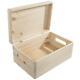 Plain Pine Decorative Wood Storage Box With Hinged Lid & Handles 30x20x13 Cm