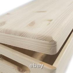Plain Pine Decorative Wood Storage Box with Hinged Lid & Handles 30x20x13 cm