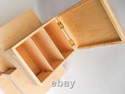 Plain Wooden CD 3 Spaces Keepsake Storage Box / Wood Natural Boxes for Decoupage