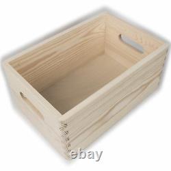 Plain Wooden Open Chest Storage Tool Toy Box Crate with Handles / 30x20x13 cm