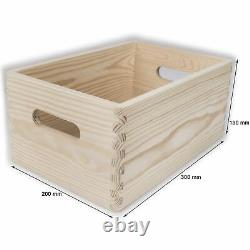 Plain Wooden Open Chest Storage Tool Toy Box Crate with Handles / 30x20x13 cm