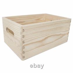 Plain Wooden Open Chest Storage Tool Toy Box Crate with Handles / 30x20x13 cm