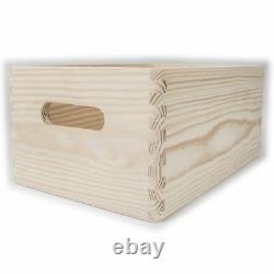 Plain Wooden Open Chest Storage Tool Toy Box Crate with Handles / 30x20x13 cm