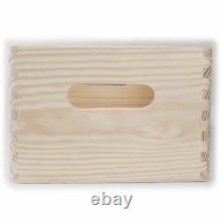 Plain Wooden Open Chest Storage Tool Toy Box Crate with Handles / 30x20x13 cm