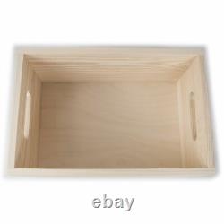 Plain Wooden Open Chest Storage Tool Toy Box Crate with Handles / 30x20x13 cm