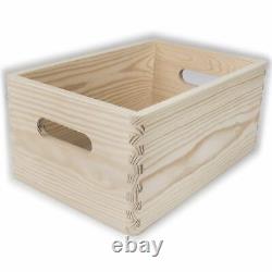 Plain Wooden Open Chest Storage Tool Toy Box Crate with Handles / 30x20x13 cm