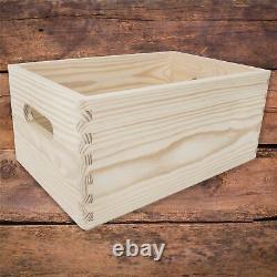 Plain Wooden Open Chest Storage Tool Toy Box Crate with Handles / 30x20x13 cm