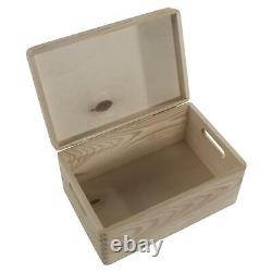 Plain Wooden Storage Box with Lid & Handles 30x20x13 cm