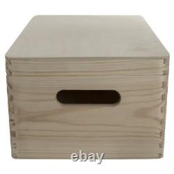 Plain Wooden Storage Box with Lid & Handles 30x20x13 cm