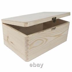 Plain Wooden Storage Chest with Clasp / 30x20x13 cm / Keepsake Box to Decorate