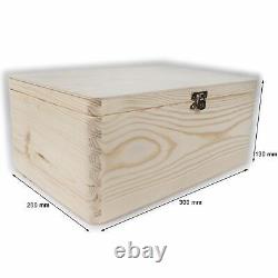 Plain Wooden Storage Chest with Clasp / 30x20x13 cm / Keepsake Box to Decorate