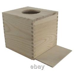 Plain Wooden Tissue Box With Sliding Bottom / Craft Decoupage Pinewood Boxes