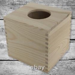 Plain Wooden Tissue Box With Sliding Bottom / Craft Decoupage Pinewood Boxes