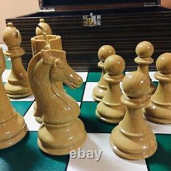 Plastic Chess Set 4.25 King- Extra Heavy Weighted with Wooden Box