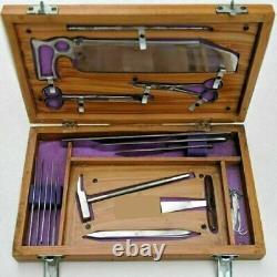 Post Mortem Instrument Set Autopsy Dissection Kit Anatomy 19 Pieces Wooden Box