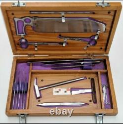 Post Mortem Instrument Set Autopsy Dissection Kit Anatomy 19Pc with Wooden Box