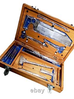 Post Mortem Instrument Set / Autopsy / Dissection Kit Anatomy 19Pcs Wooden Box