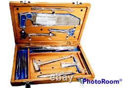 Post Mortem Instrument Set / Autopsy / Dissection Kit Anatomy 19Pcs Wooden Box