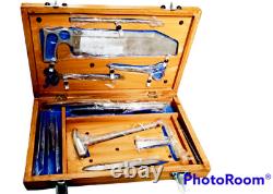 Post Mortem Instrument Set / Autopsy / Dissection Kit Anatomy 19Pcs Wooden Box