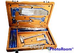 Post Mortem Instrument Set / Autopsy / Dissection Kit Anatomy 19Pcs Wooden Box