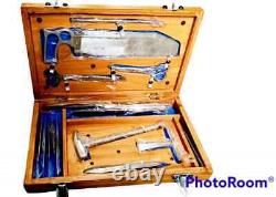 Post Mortem Instrument Set / Autopsy / Dissection Kit Anatomy 19Pcs Wooden Box