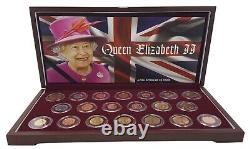 Queen Elizabeth II 20 Portrait Coins Wooden Box Set