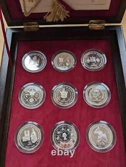 Queen Elizabeth II 40th Anniversary Coronation Crown Set- 18 Coins Wooden Box