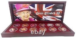 Queen Elizabeth II A Collection of 12 Portrait Coins (Wooden Box Set)